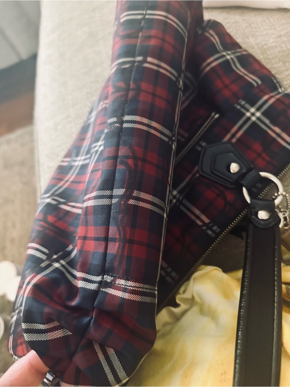 Coach Poppy Y2K 18713 Signature Sateen Tartan Glam Tote Red, Black White - Picture 16 of 16